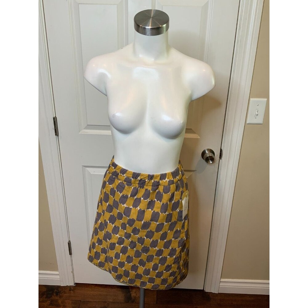Boden Brown & Gray Geometric Patterned Mini Skirt Elastic Waist, Size 16
